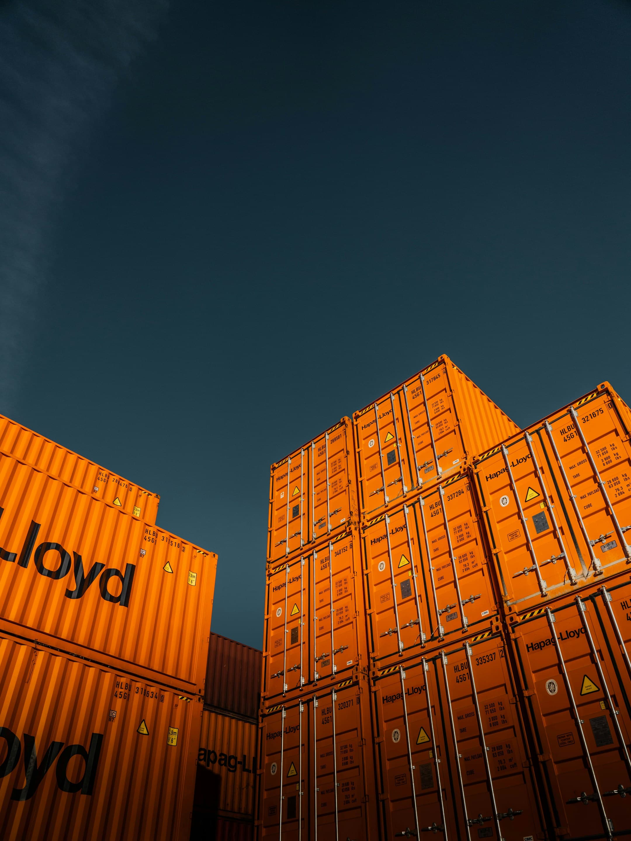 Shipping containers prepared for export