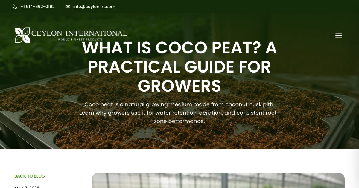 What Is Coco Peat? Benefits for Growers | Ceylon International